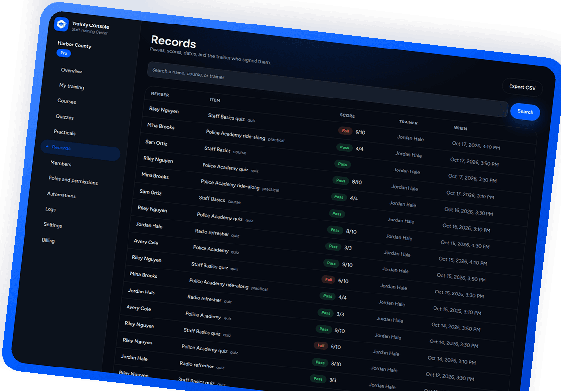 Records in TRAINLY